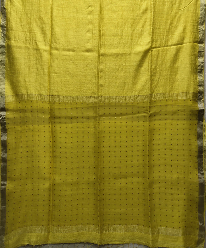 Yellow handwoven matka silk sequin saree
