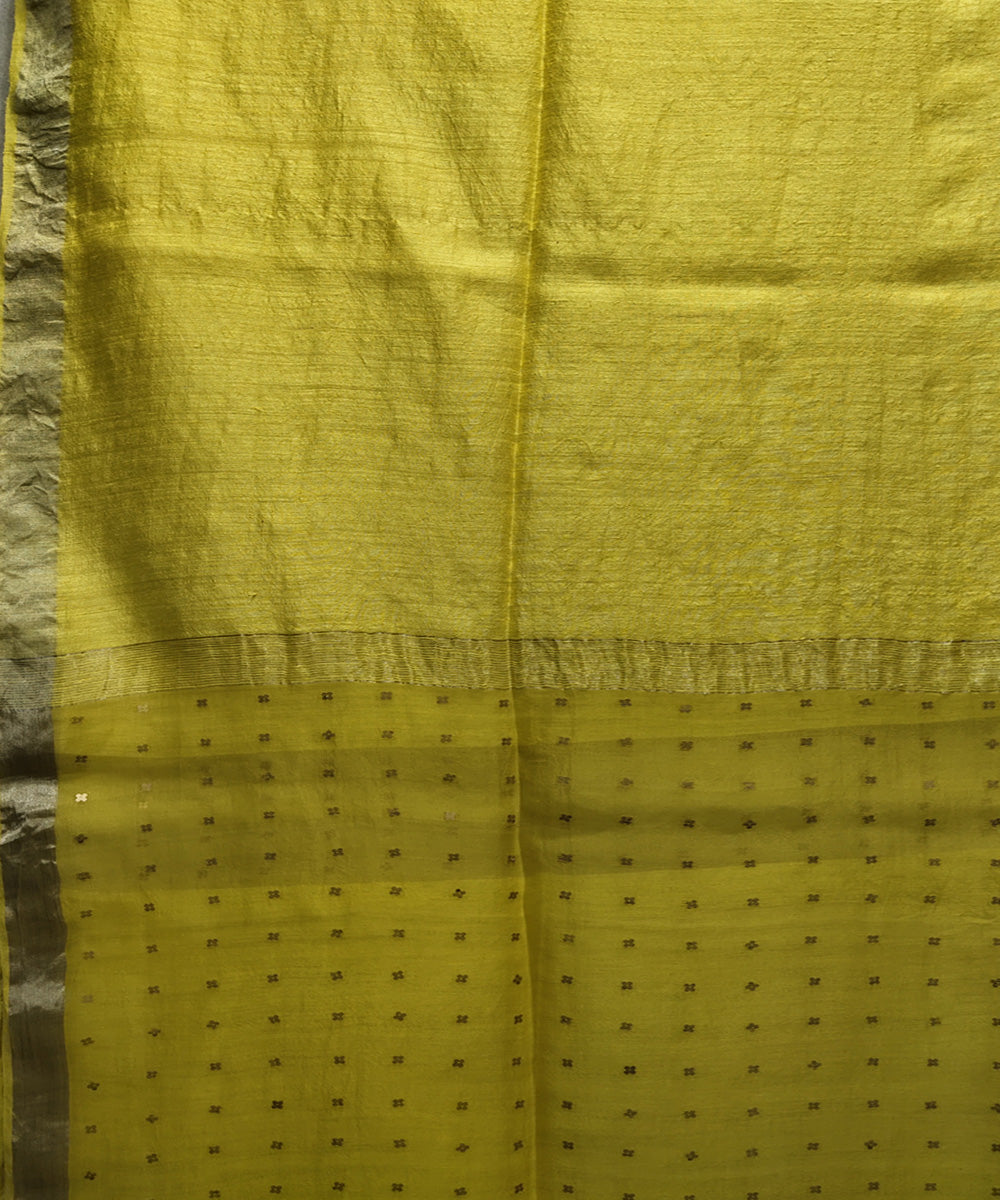 Yellow handwoven matka silk sequin saree