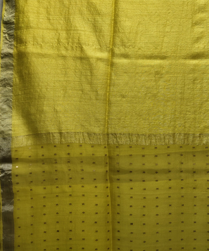 Yellow handwoven matka silk sequin saree