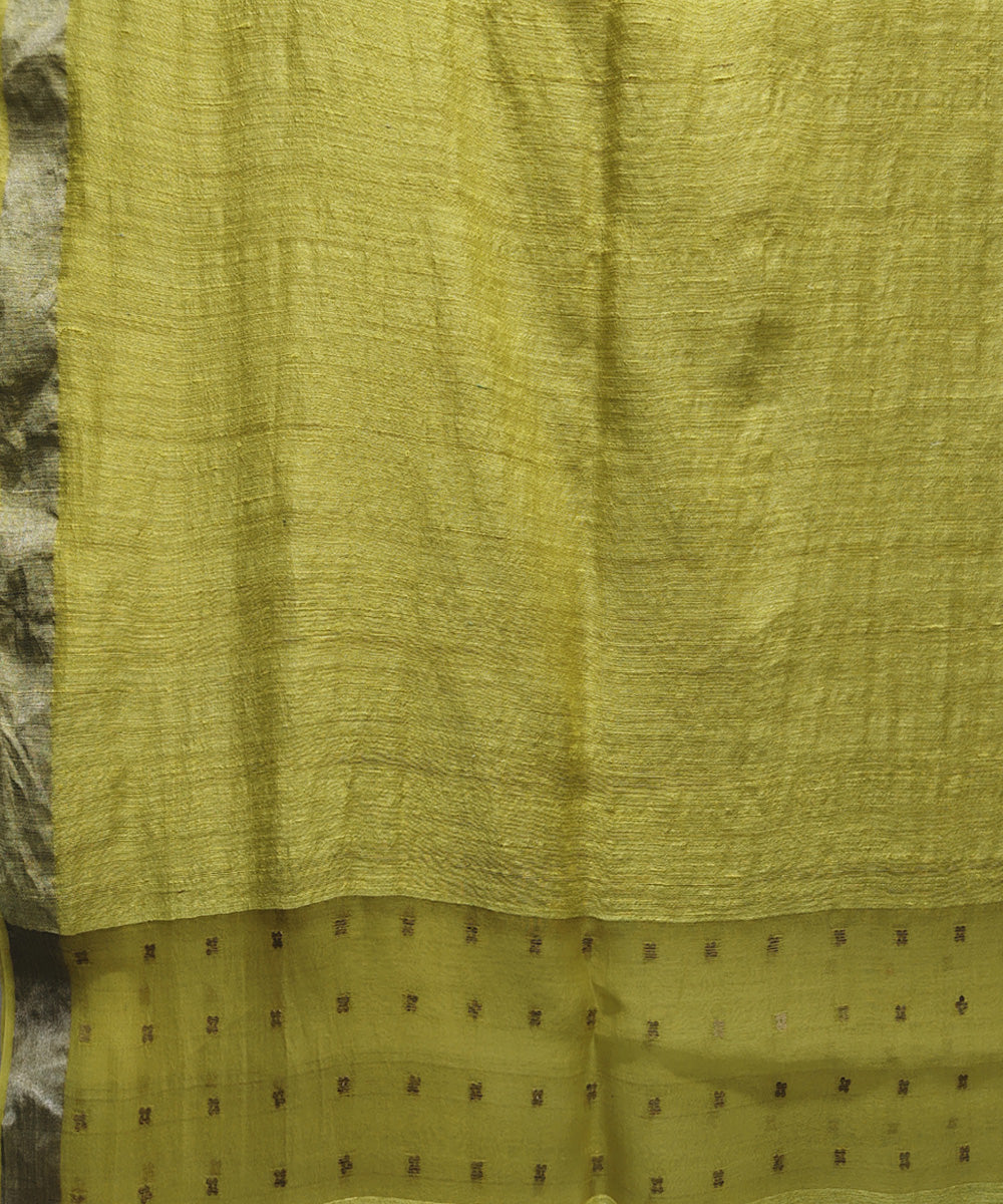 Yellow handwoven matka silk sequin saree