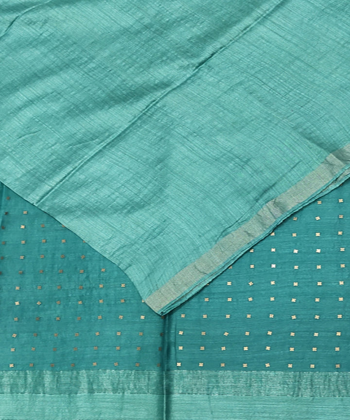 Sea green handwoven matka silk sequin saree
