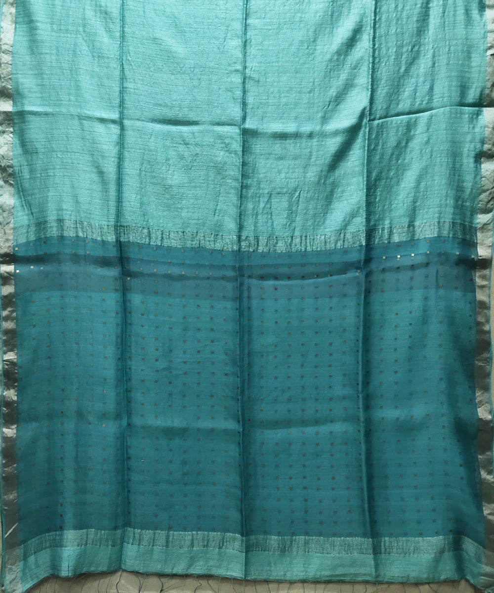 Sea green handwoven matka silk sequin saree