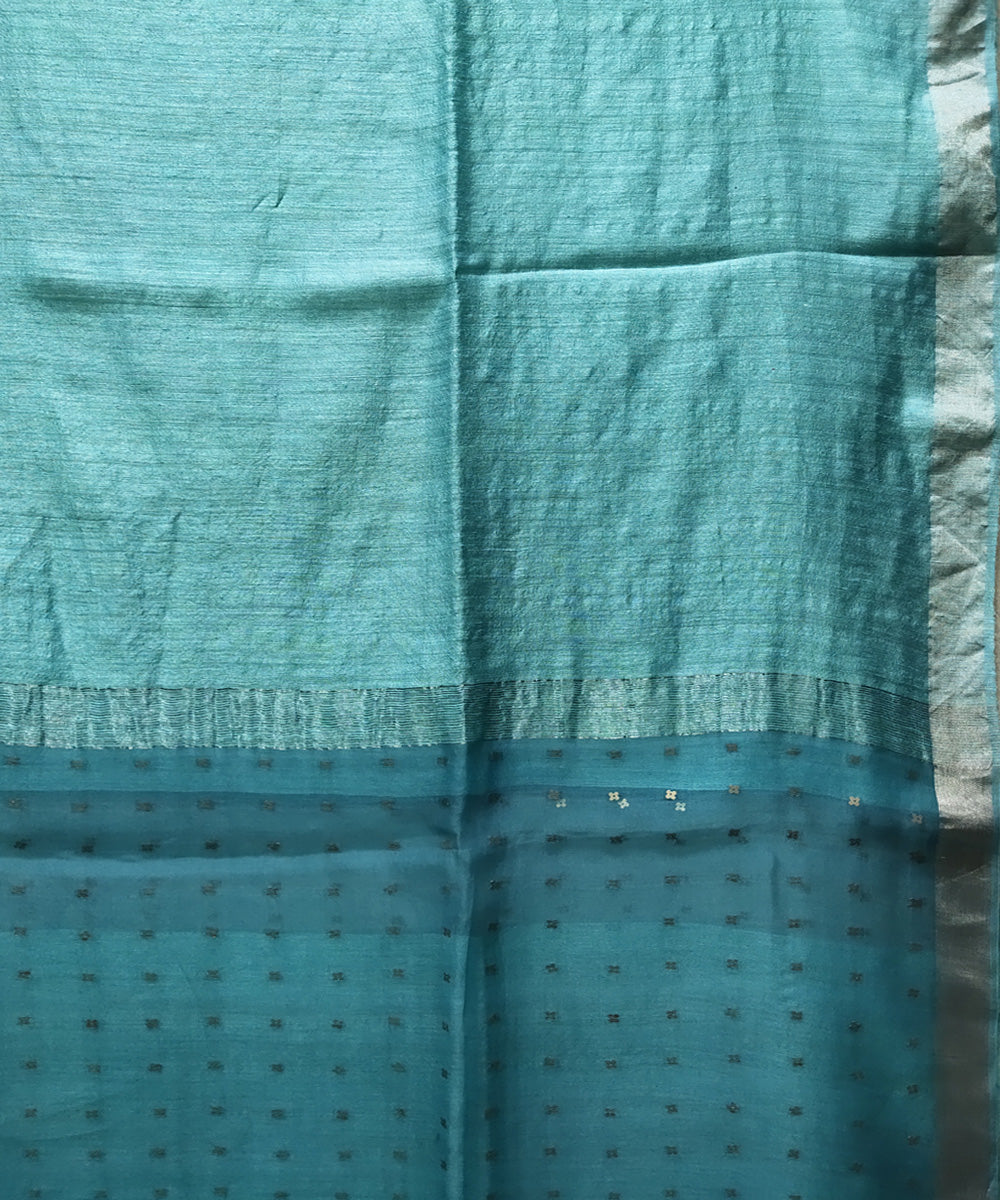 Sea green handwoven matka silk sequin saree