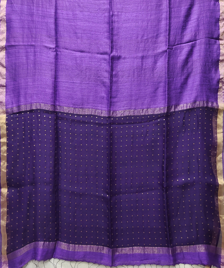 Purple handwoven matka silk sequin saree