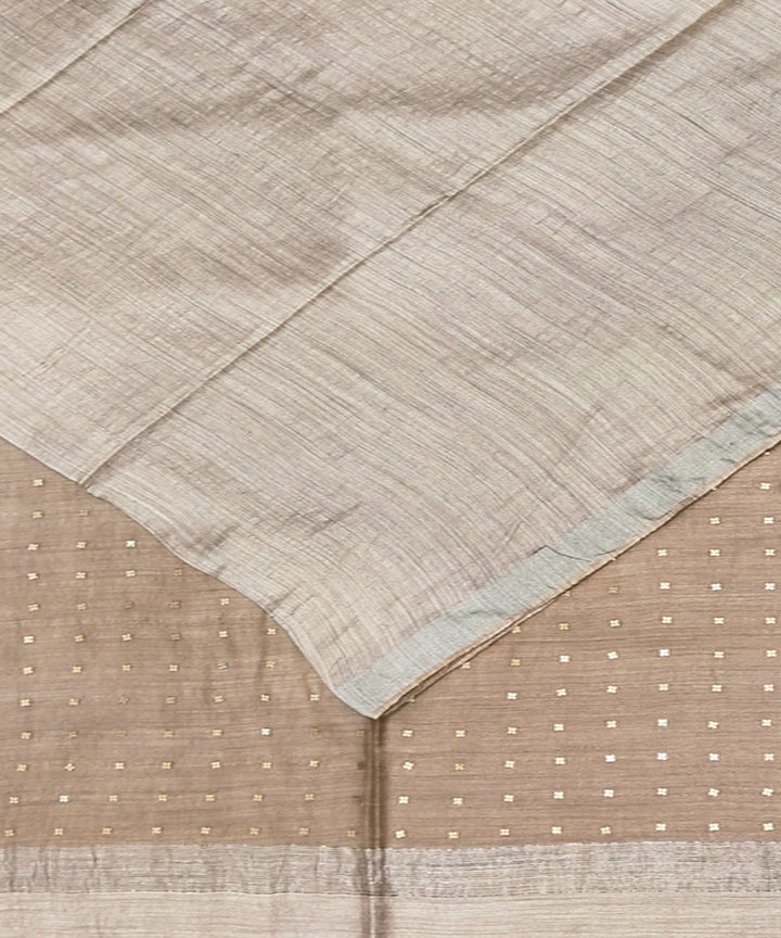 Sand brown handwoven matka silk sequin saree
