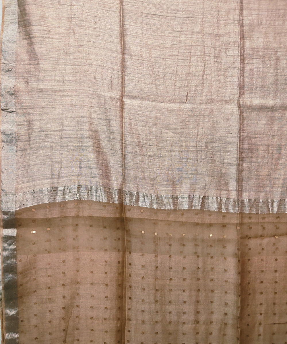 Sand brown handwoven matka silk sequin saree