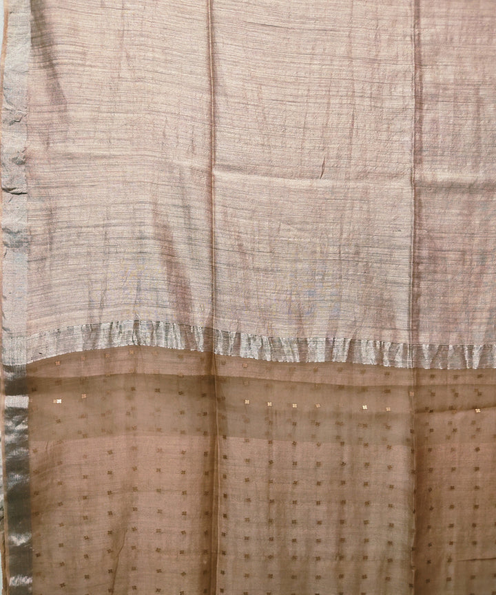 Sand brown handwoven matka silk sequin saree