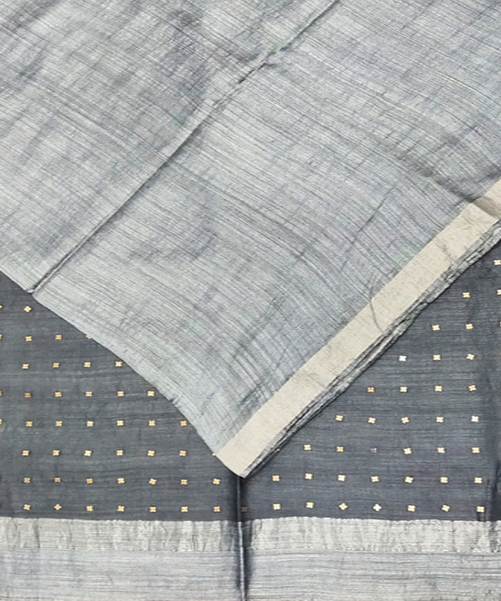 Grey handwoven matka silk sequin saree