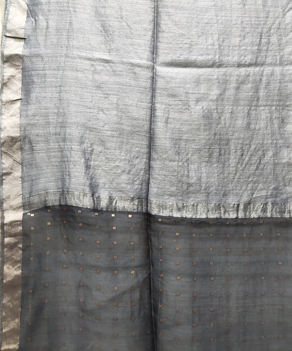 Grey handwoven matka silk sequin saree
