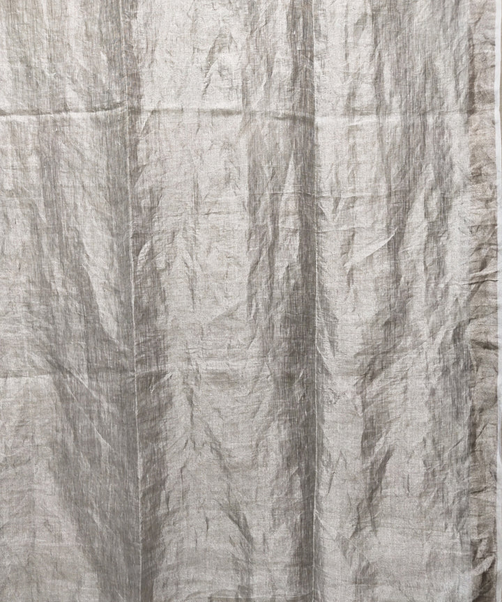 Silver handwoven zari linen saree