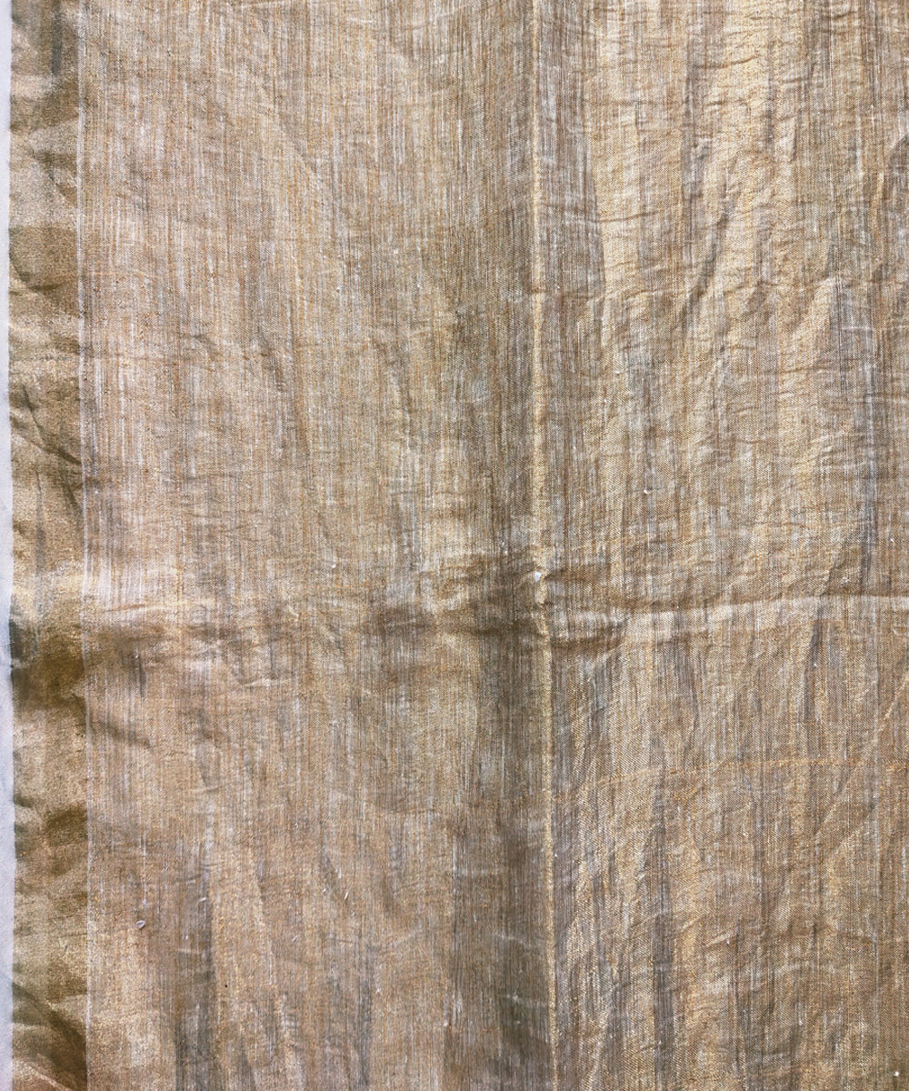 Copper handwoven zari linen saree