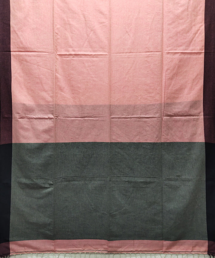 Salmon pink handwoven handspun cotton saree