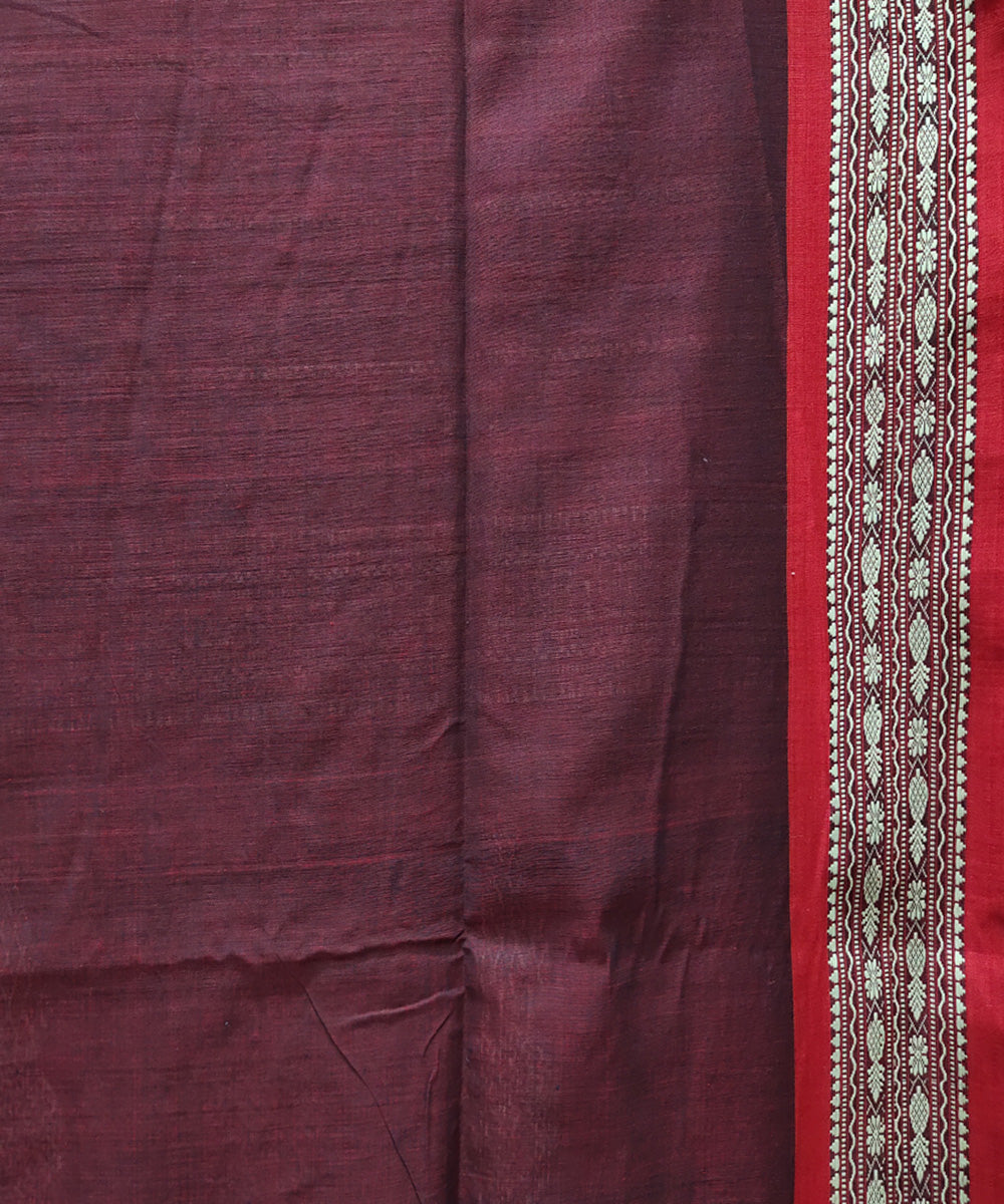 Black red handwoven jacquard handspun cotton saree