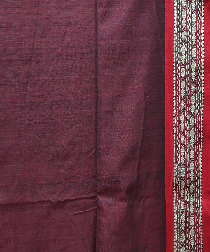 Black red handwoven jacquard handspun cotton saree