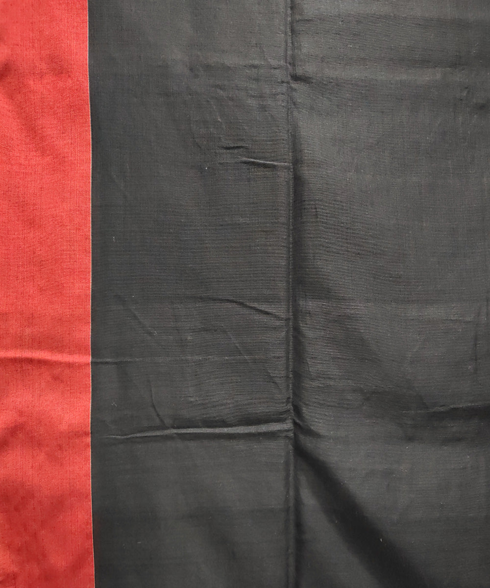 Black red handwoven jacquard mercerised cotton saree
