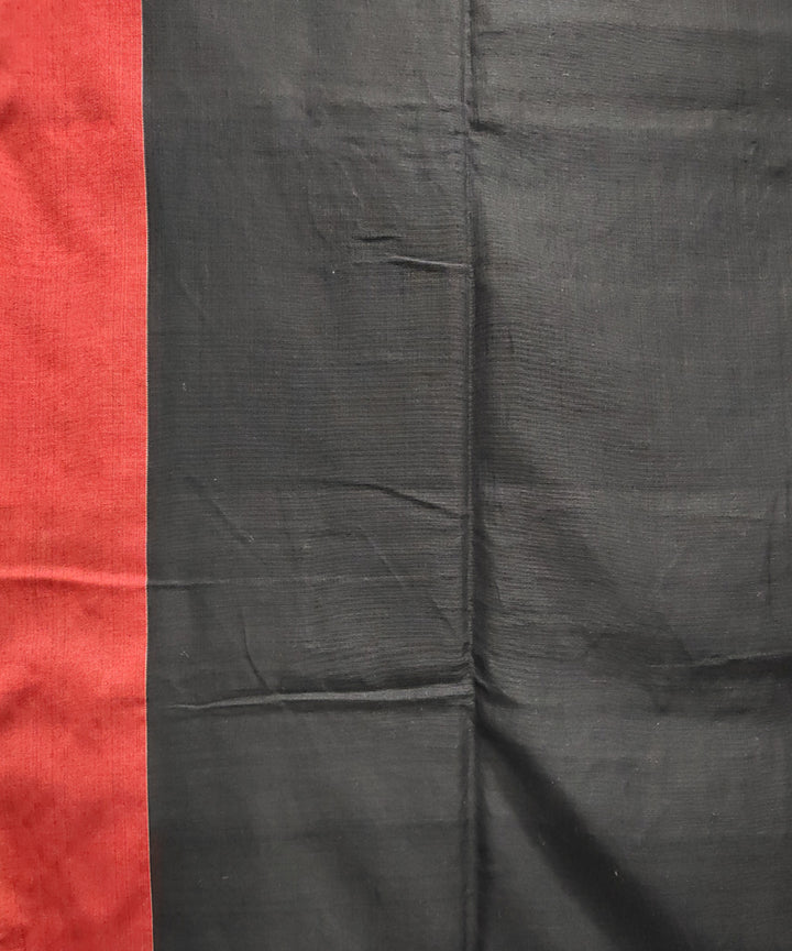 Black red handwoven jacquard mercerised cotton saree
