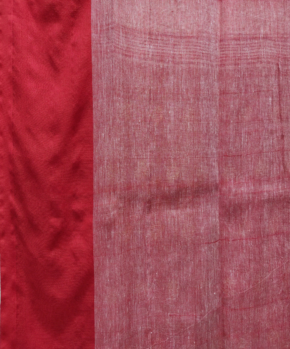 White red handwoven jacquard linen saree