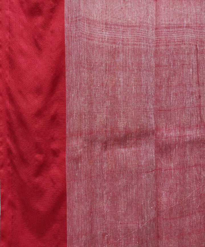 White red handwoven jacquard linen saree