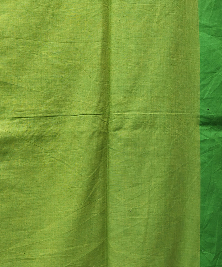 Pink yellow green handwoven handspun cotton saree