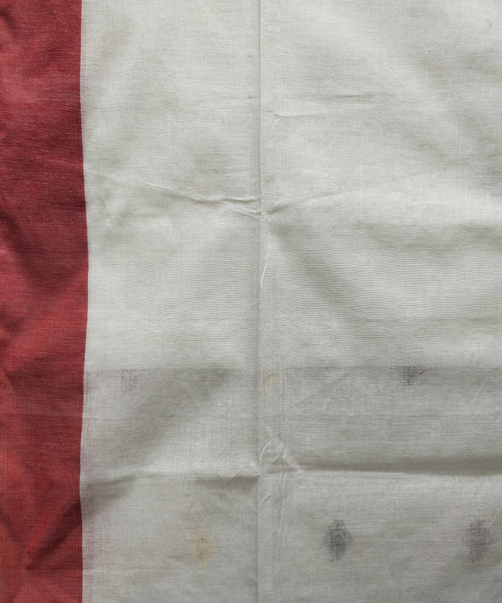 White red handwoven jacquard mercerised cotton saree