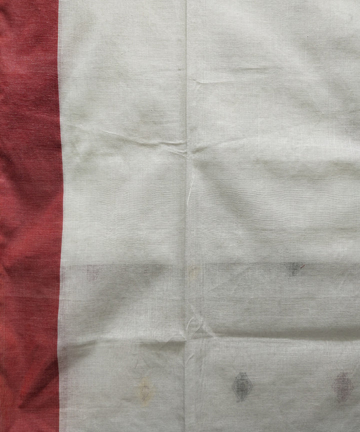 White red handwoven jacquard mercerised cotton saree