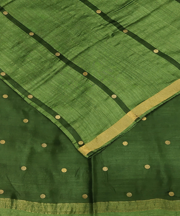 Bottle green handwoven matka silk gini saree