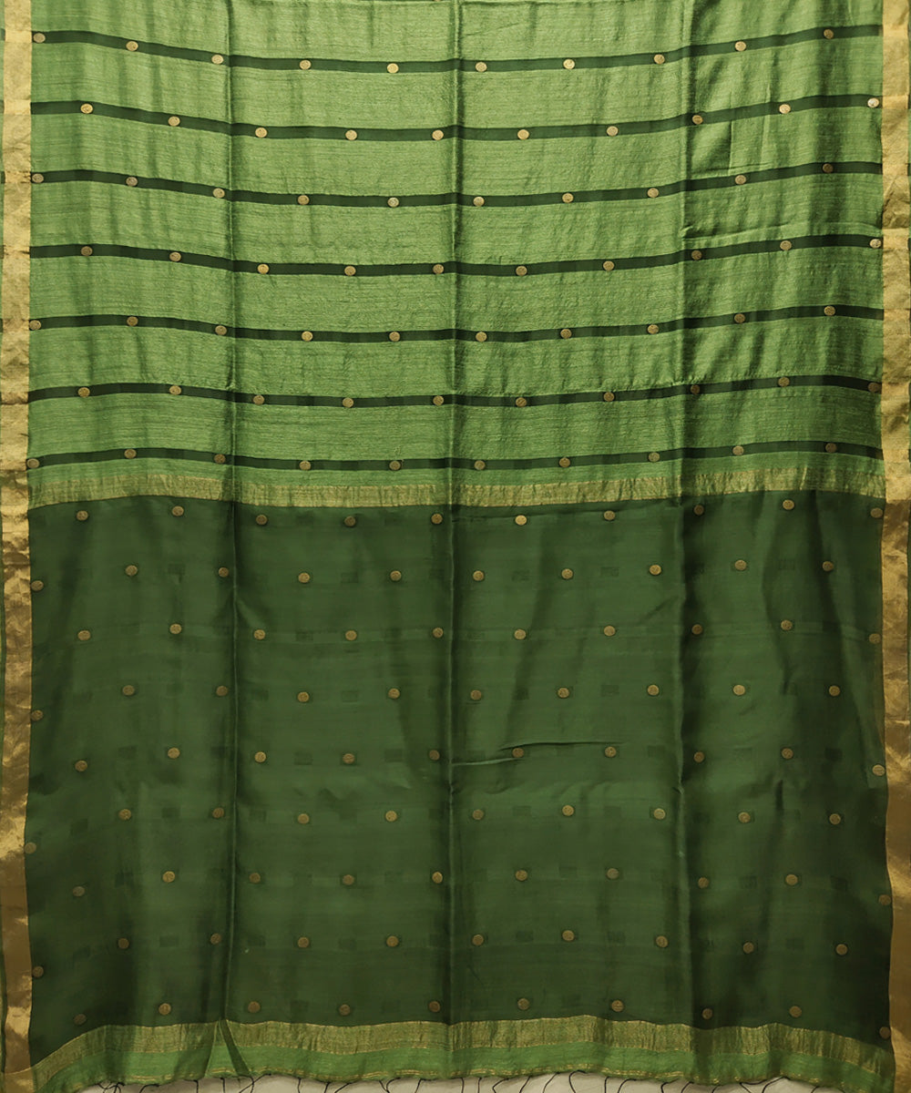 Bottle green handwoven matka silk gini saree