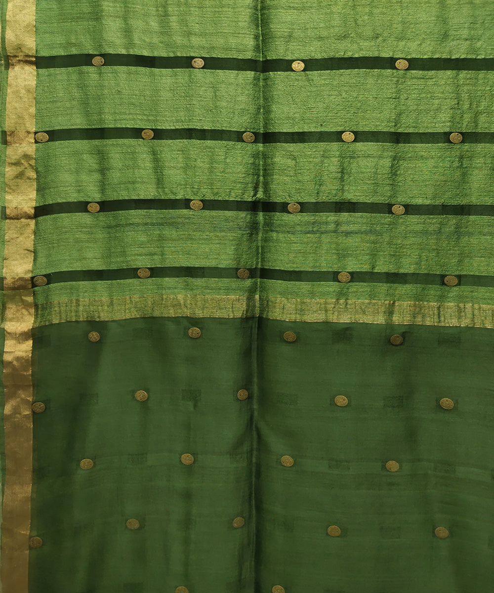 Bottle green handwoven matka silk gini saree