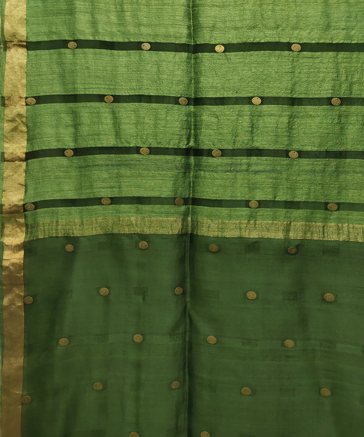 Bottle green handwoven matka silk gini saree