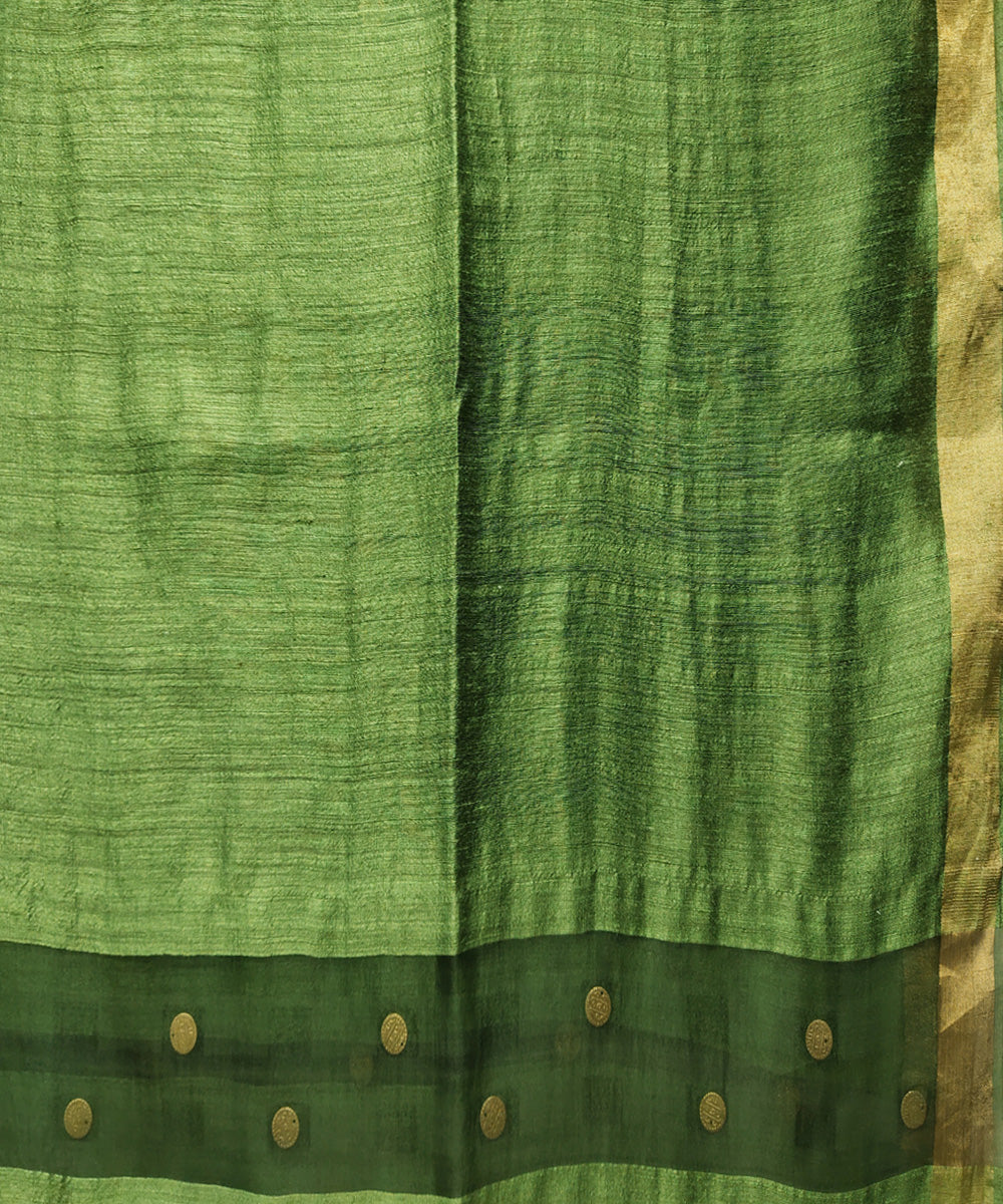 Bottle green handwoven matka silk gini saree