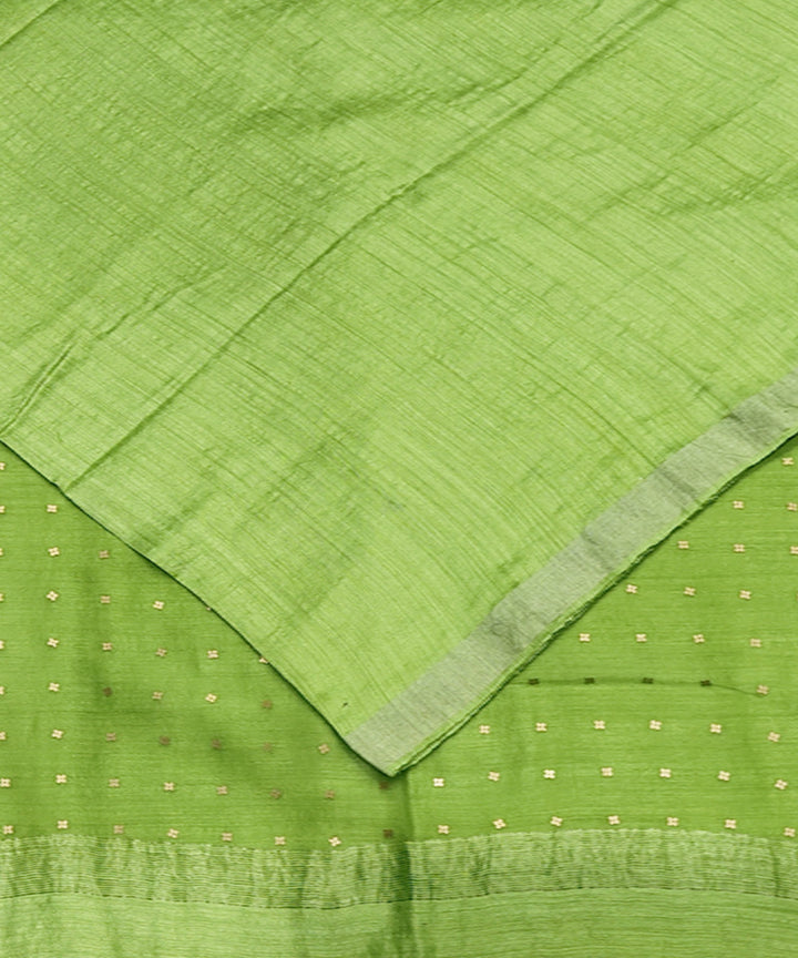 Lime green handwoven matka silk sequin saree
