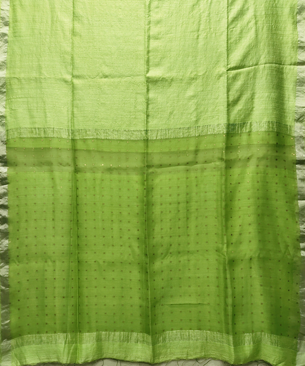 Lime green handwoven matka silk sequin saree
