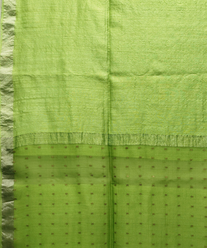 Lime green handwoven matka silk sequin saree