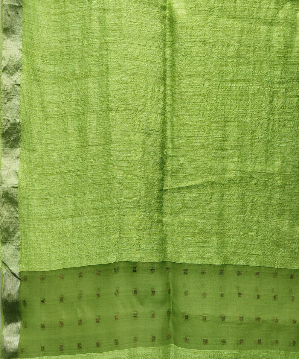 Lime green handwoven matka silk sequin saree
