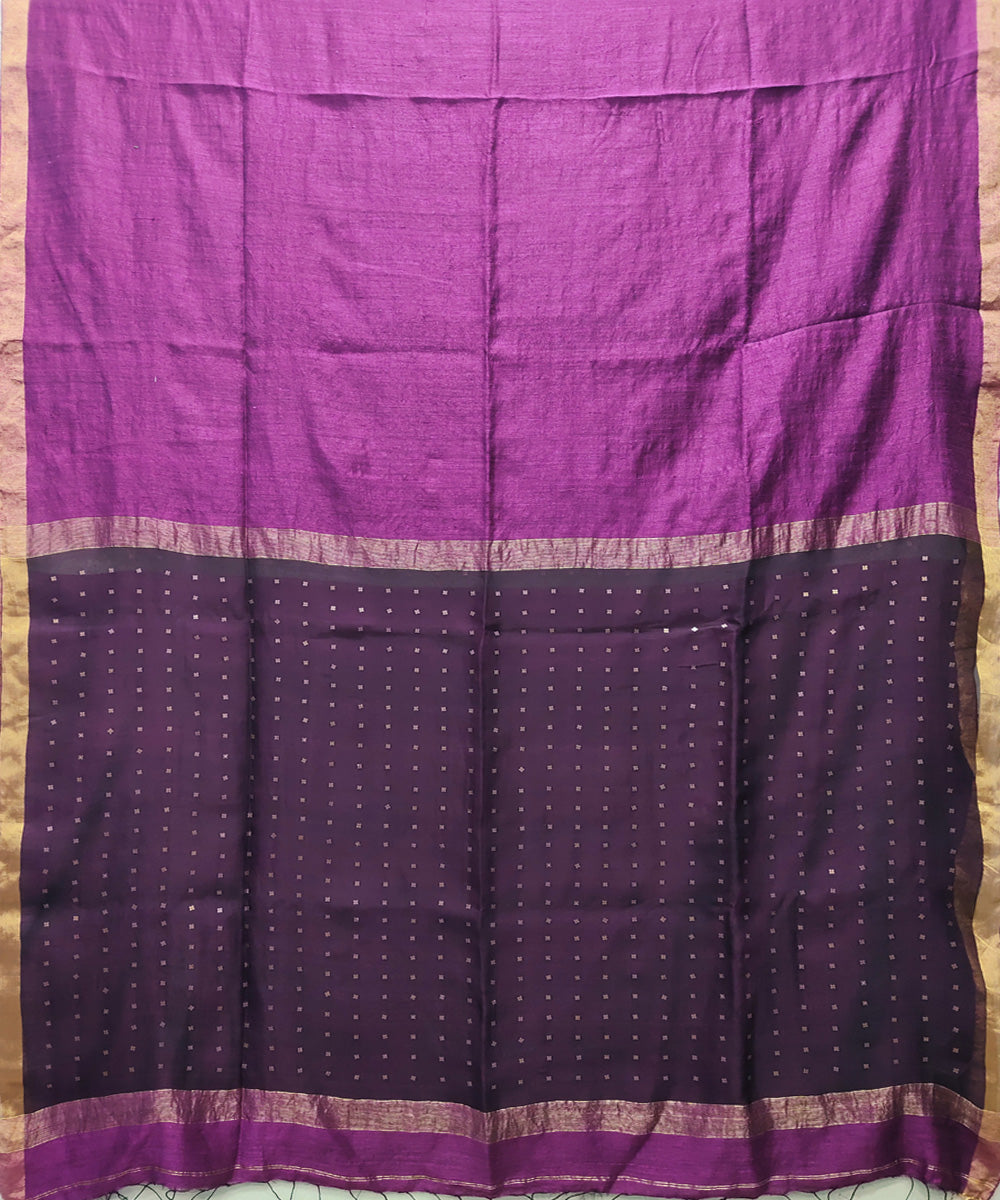 Purple wine handwoven matka silk sequin saree