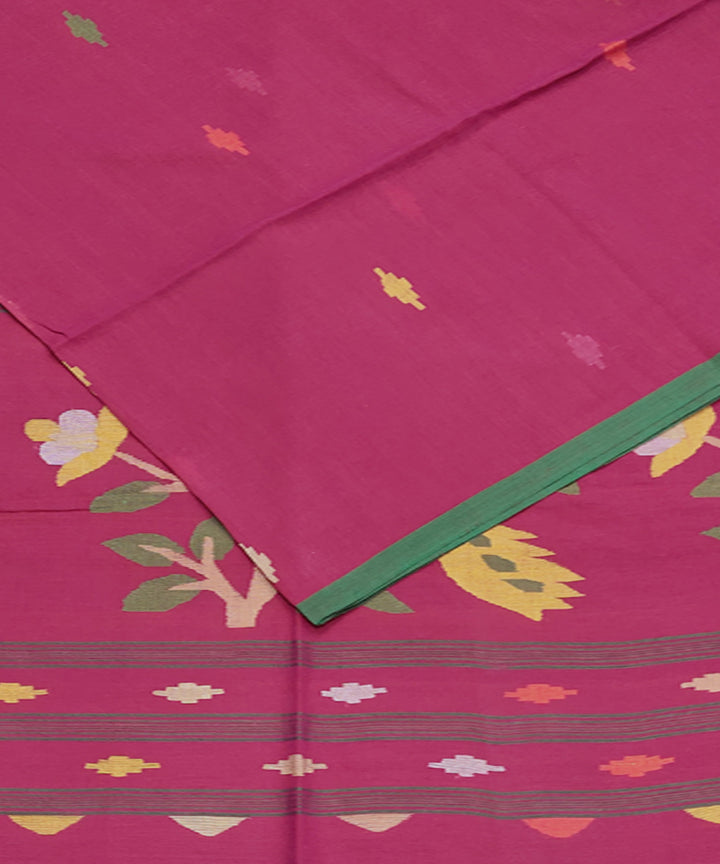 Pink handwoven mulmul cotton jamdani saree