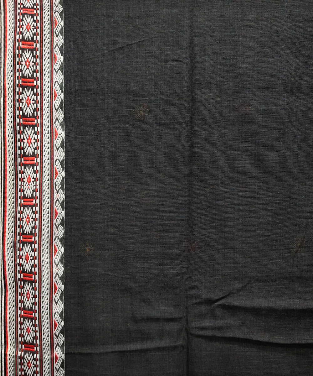 Black beige handwoven jacquard mercerised cotton saree