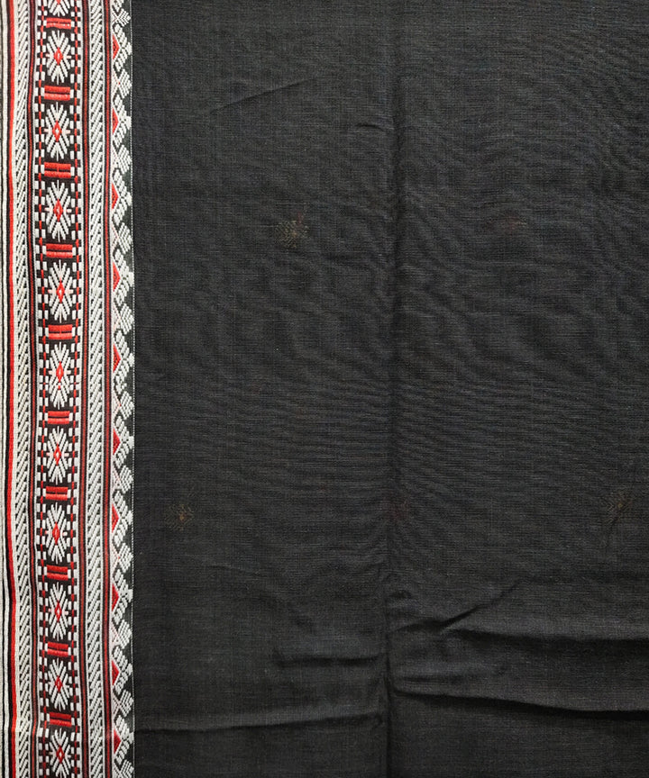 Black beige handwoven jacquard mercerised cotton saree