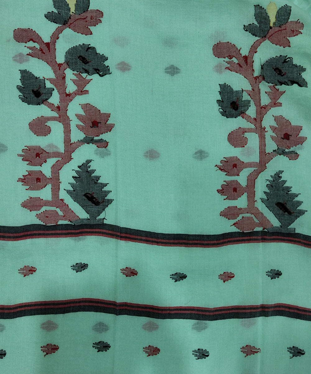 Sky blue handwoven mulmul cotton jamdani saree