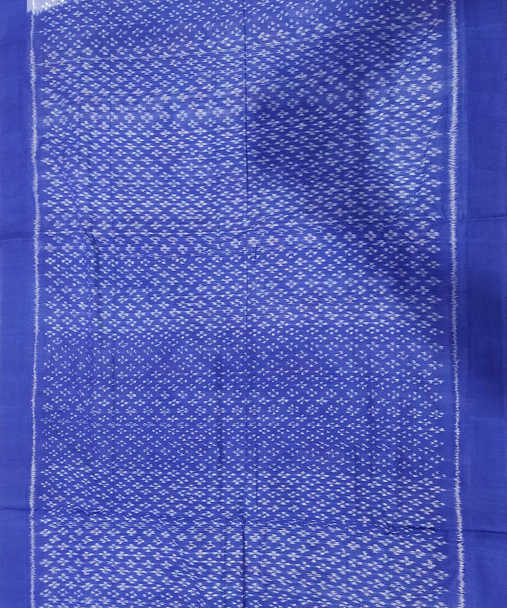 White and blue cotton handwoven pochampally ikat saree