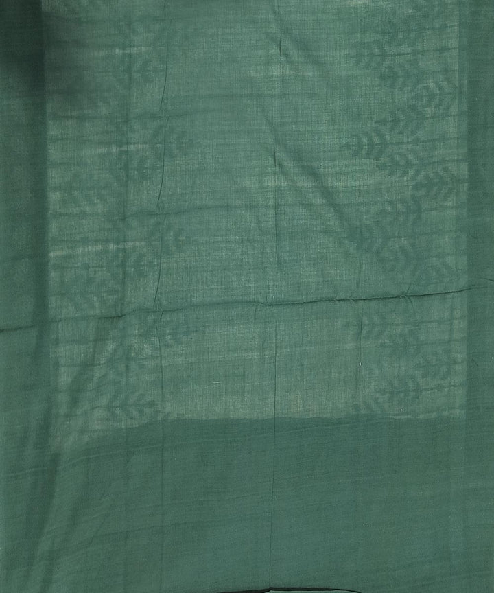 White and green cotton handwoven pochampally ikat saree