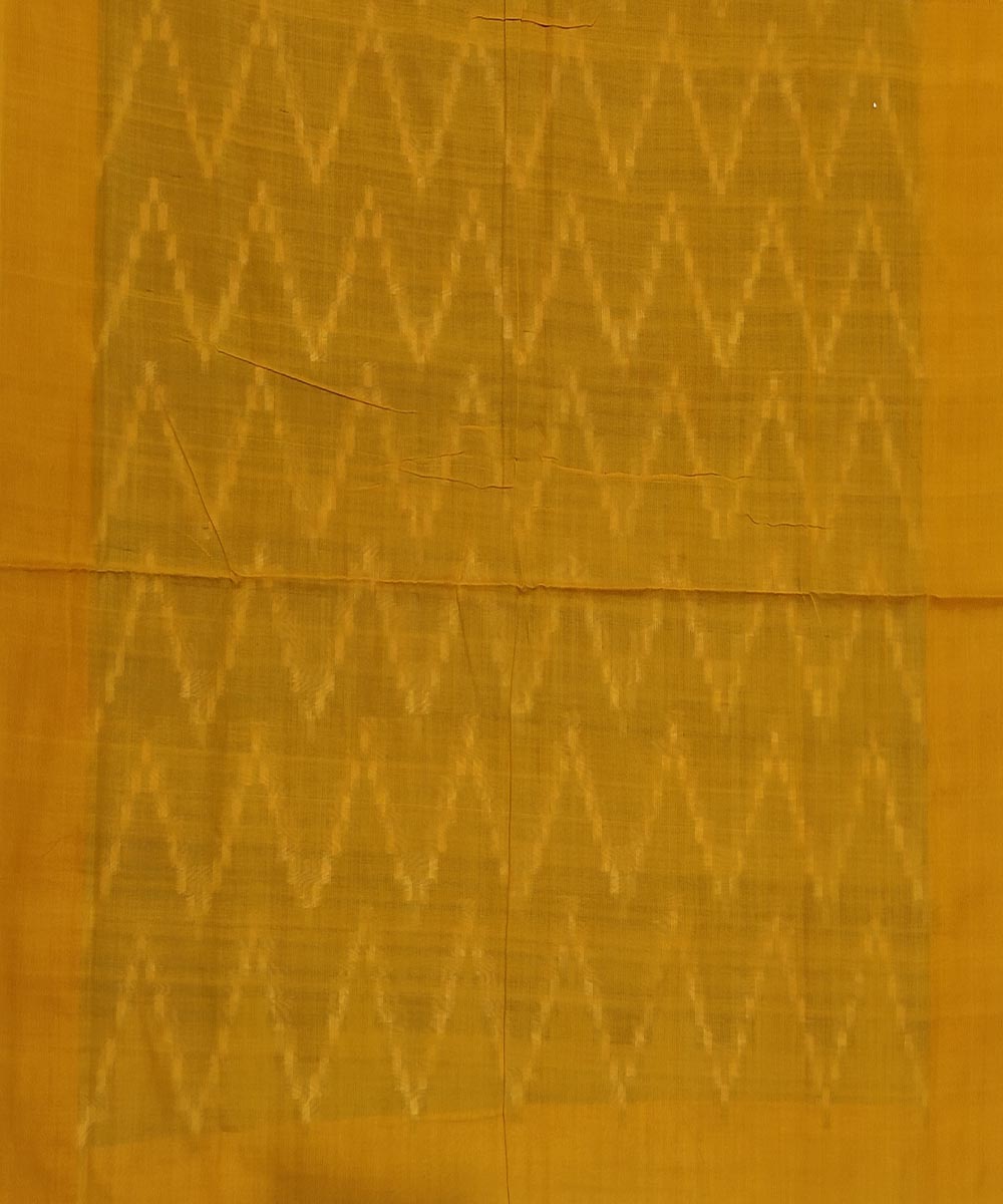 Dark green and mustard cotton handwoven pochampally ikat saree