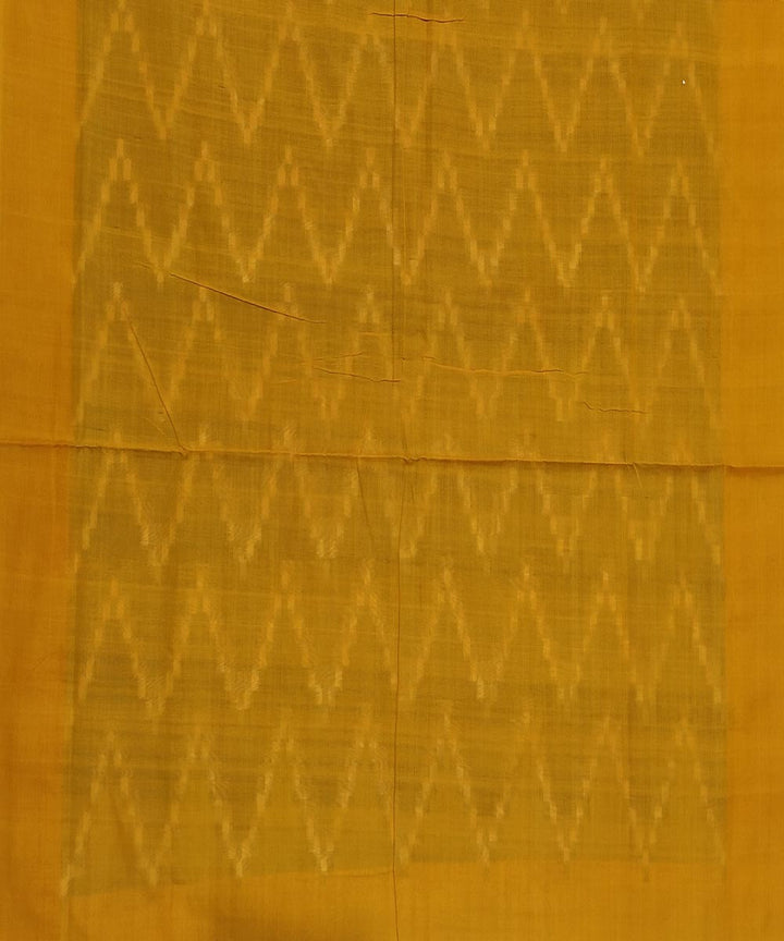 Dark green and mustard cotton handwoven pochampally ikat saree