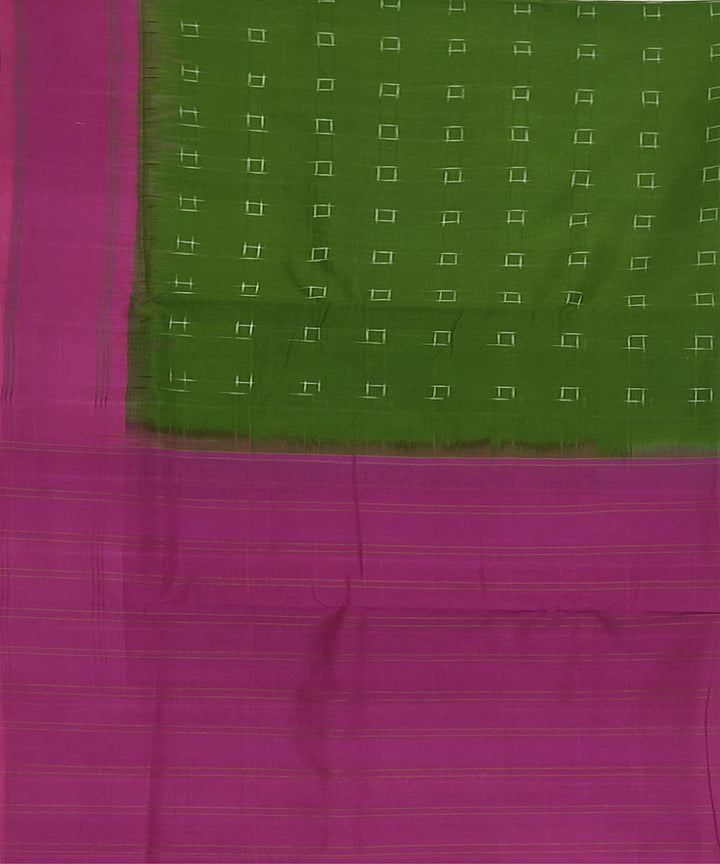 Light green and purple cotton handwoven pochampally ikat saree