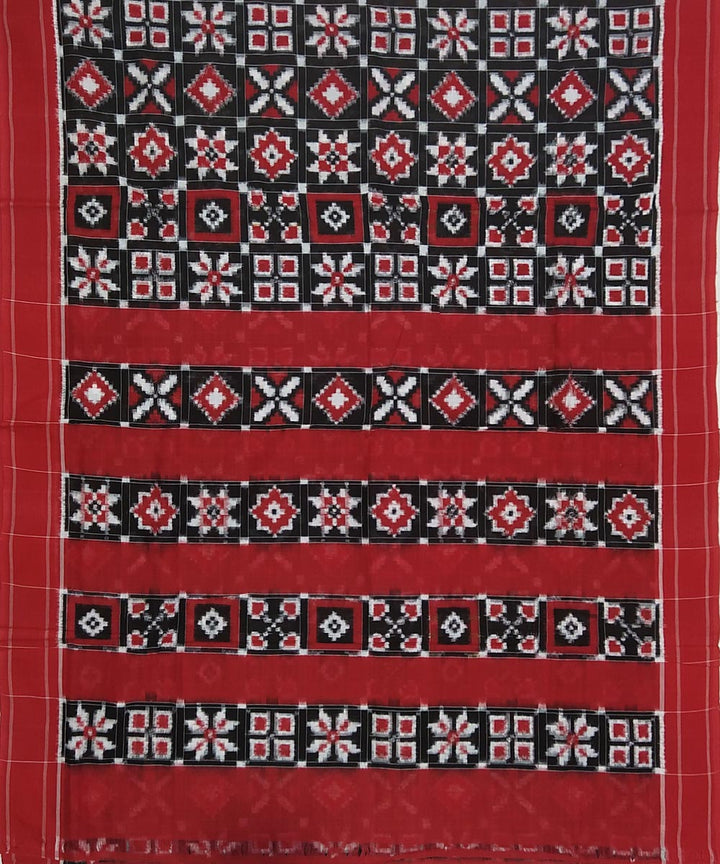 Red teliya inspired cotton handwoven pochampally ikat saree