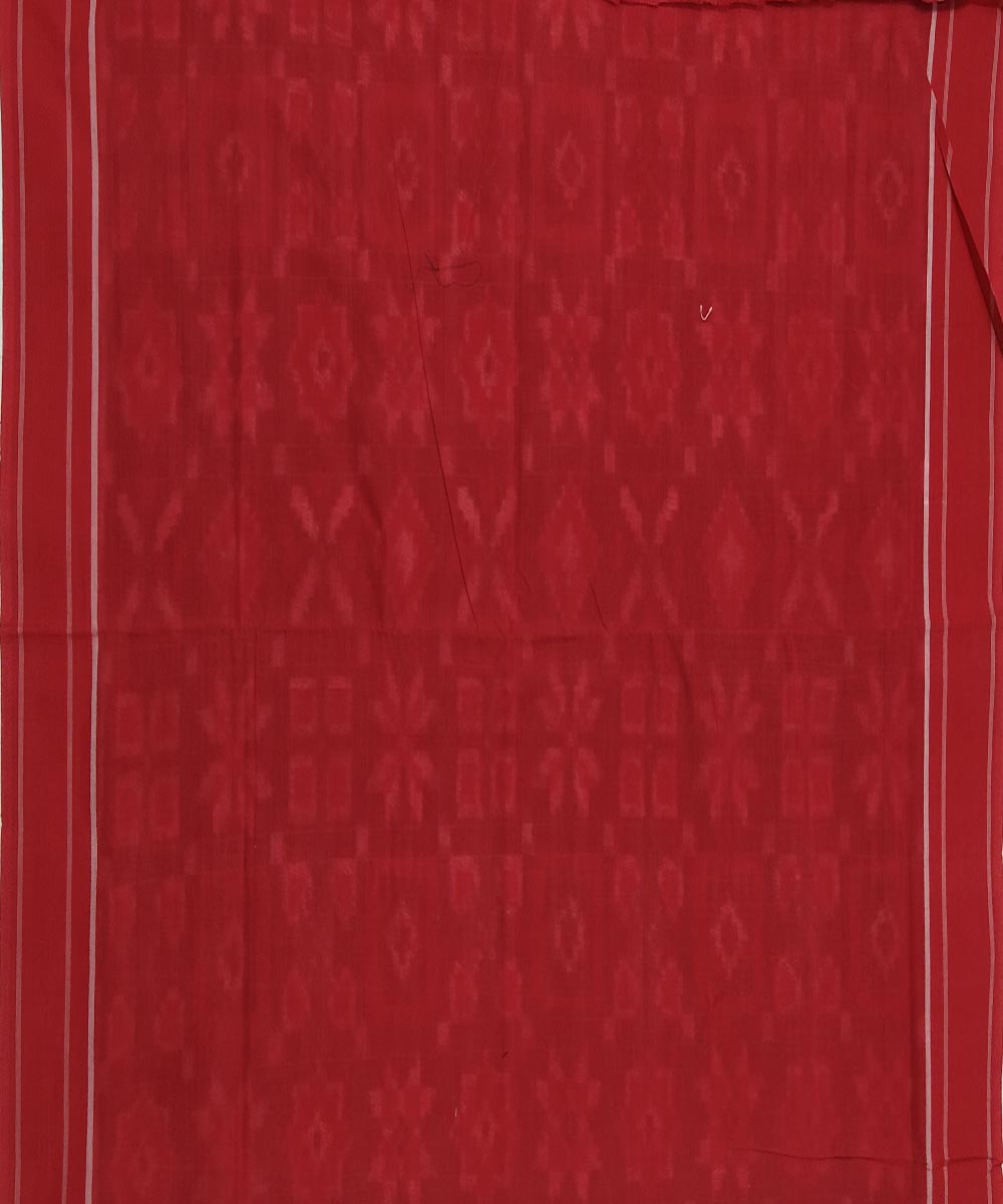 Red teliya inspired cotton handwoven pochampally ikat saree