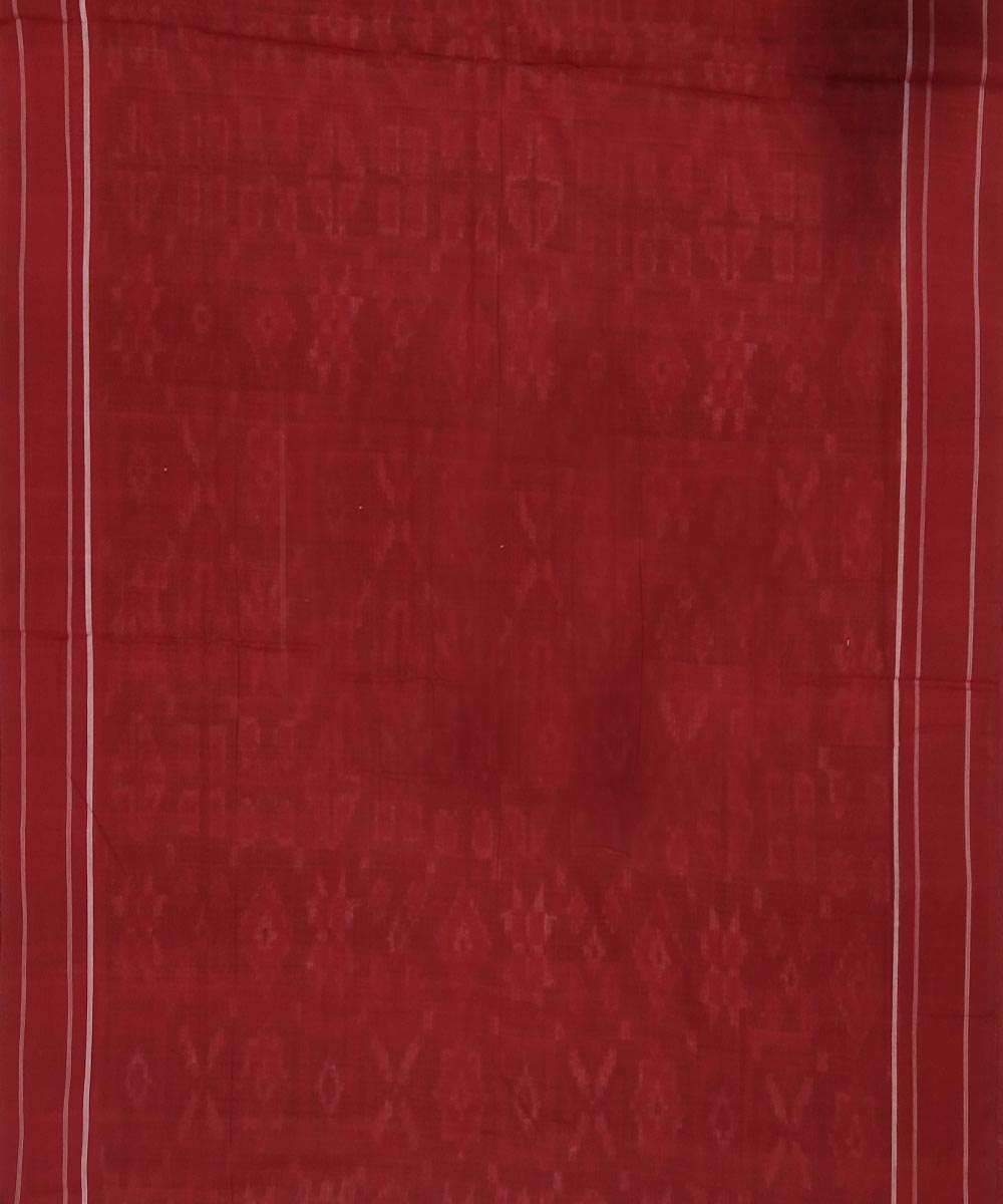 Maroon teliya inspired cotton handwoven pochampally ikat saree