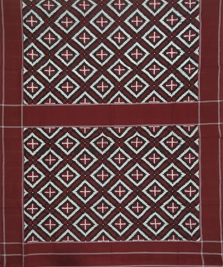 Maroon brown teliya inspired cotton handwoven pochampally ikat saree