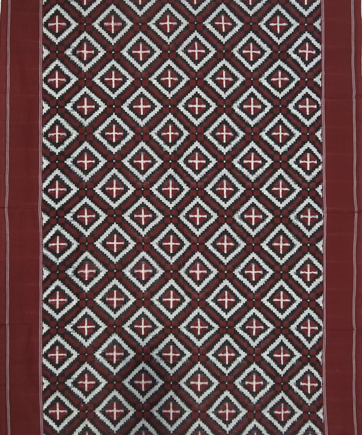 Maroon brown teliya inspired cotton handwoven pochampally ikat saree