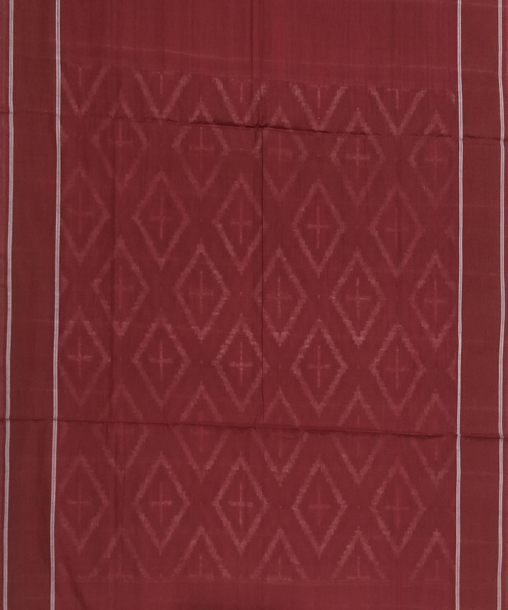 Maroon brown teliya inspired cotton handwoven pochampally ikat saree